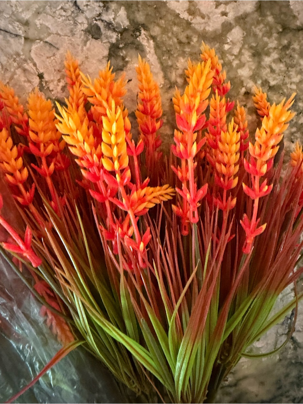 Artificial Wheat Grass Bundle in Orange and Red - Home Accents